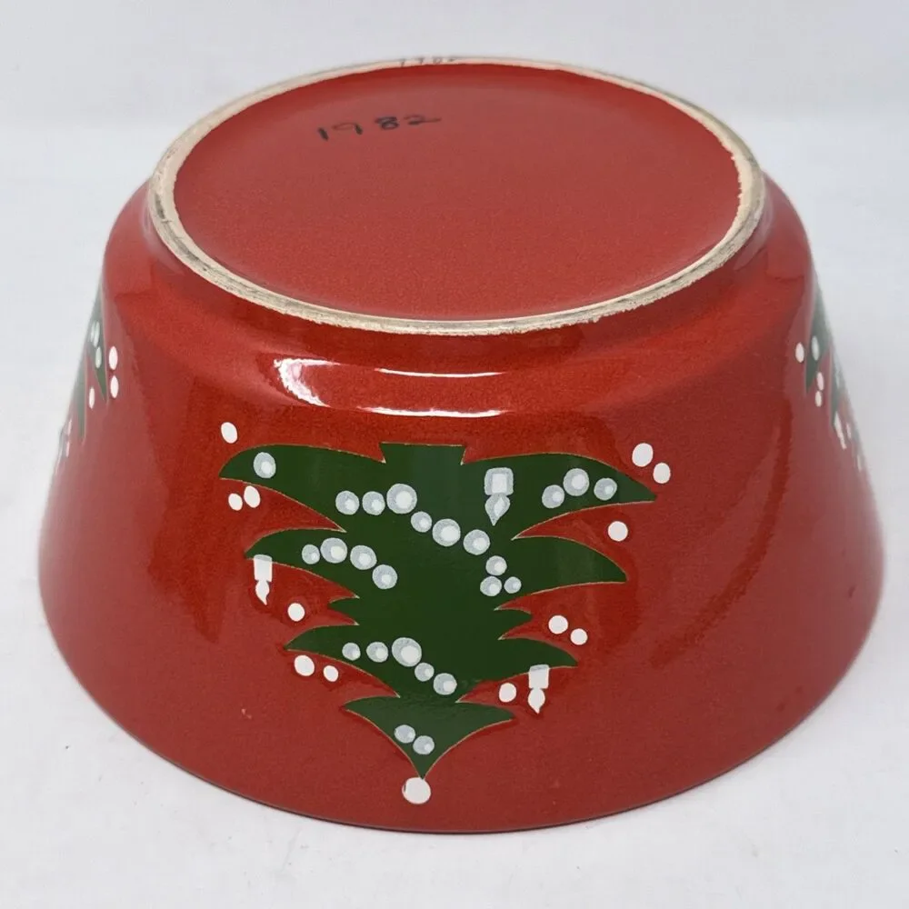 Waechtersbach Red Christmas Tree Serving Bowl Western Germany 9